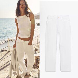 NEW ZARA high rise Z1975 straight leg jeans white 6164 size US2